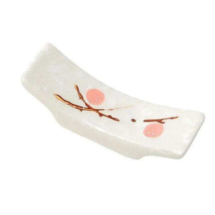 Elegant Japanese Plum Blossom Ceramic Chopstick Rest for Stylish Dining - Très Elite