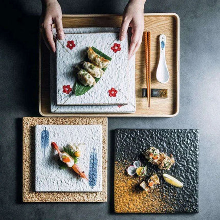 Elegant Japanese Square Platter for Stunning Culinary Presentations - Très Elite