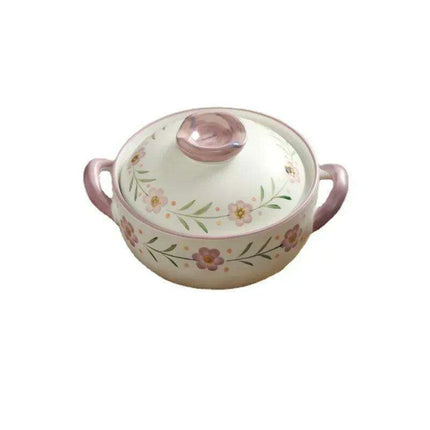 Elegant Japanese Taro Clay Casserole with Purple Floral Design for Gas Cooking: Experience Authentic High-Heat Culinary Traditions - Très Elite