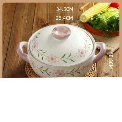 Elegant Japanese Taro Clay Casserole with Purple Floral Design for Gas Cooking: Experience Authentic High-Heat Culinary Traditions - Très Elite