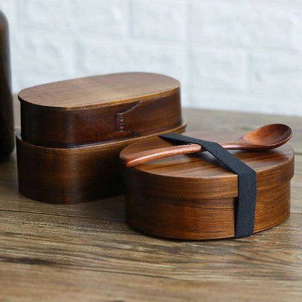 Elegant Japanese Wood Bento Box - Eco-Friendly Portable Lunch Container for Meals, Sushi, and Snacks - Très Elite