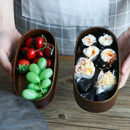 Elegant Japanese Wood Bento Box - Eco-Friendly Portable Lunch Container for Meals, Sushi, and Snacks - Très Elite