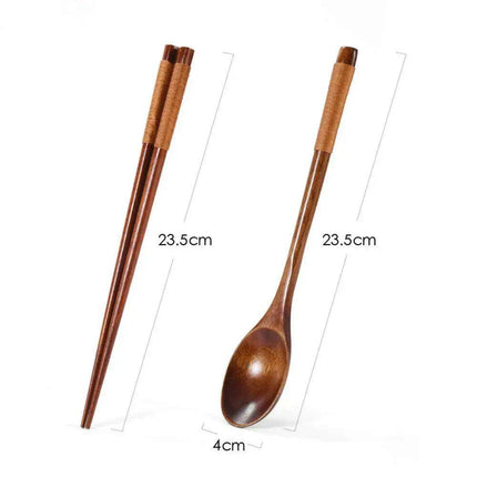Elegant Japanese Wooden Sushi Cutlery Set with Reusable Chopsticks and Spoon - Très Elite
