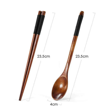 Elegant Japanese Wooden Sushi Cutlery Set with Reusable Chopsticks and Spoon - Très Elite