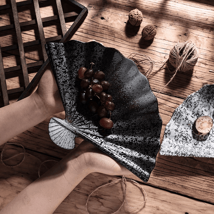 Cultural Harmony: Exquisite Japanese-Korean Fan Plate Set for Elegant Dining