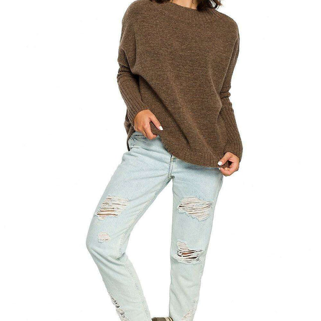 Elegant Kimono Sleeve Knit Sweater - Versatile Jumper BE