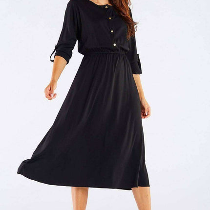 Elegant Kimono Sleeve Midi Dress with Adjustable Waist Sash - Très Elite