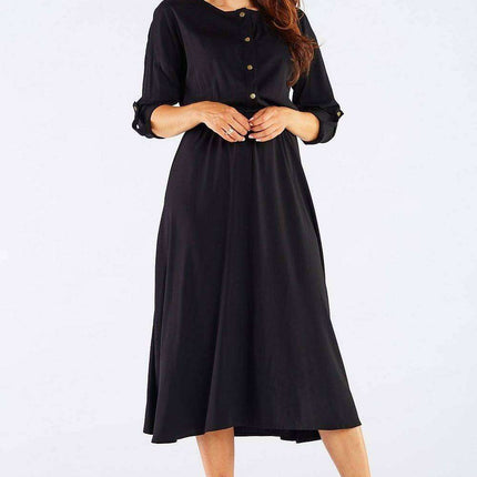 Elegant Kimono Sleeve Midi Dress with Adjustable Waist Sash - Très Elite