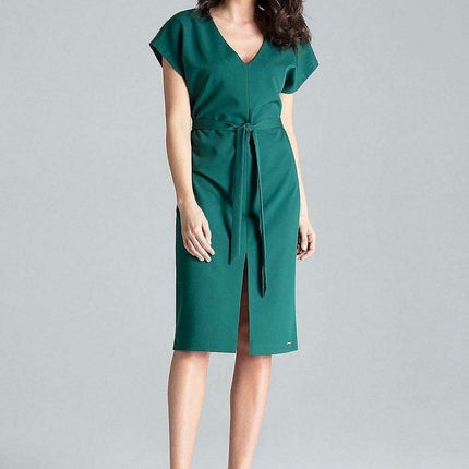 Elegant Kimono Sleeve Midi Dress with Belt for Timeless Style - Très Elite