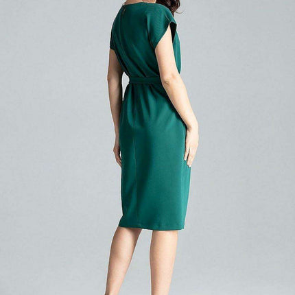 Elegant Kimono Sleeve Midi Dress with Belt for Timeless Style - Très Elite