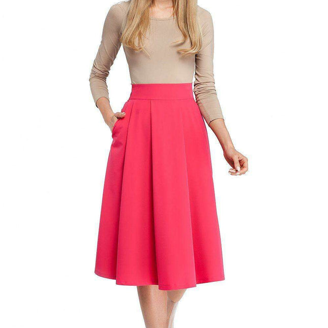 Elegant Knee-Length Skirt with Functional Side Pockets for Effortless Style