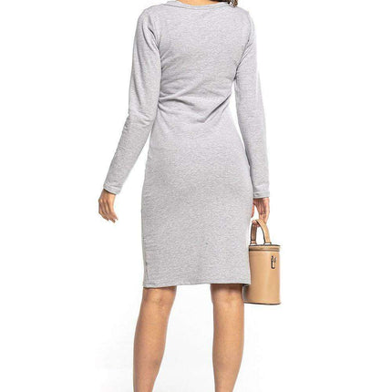 Elegant Knit Dress with Unique Envelope Front - Soft Cotton-Poly Blend - Très Elite