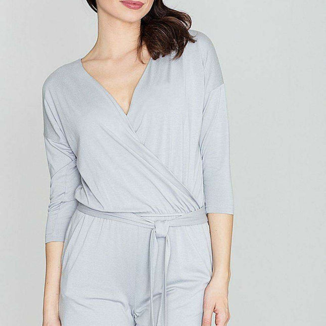 Elegant Knit Jumpsuit with Adjustable Waist Tie