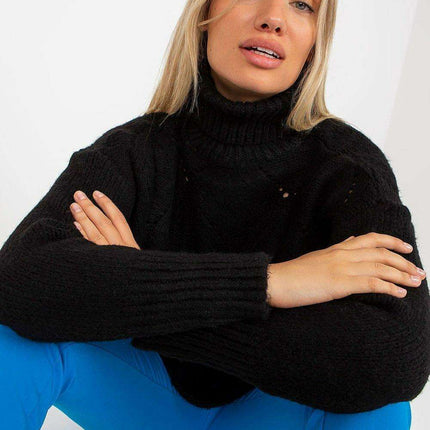 Elegant Knit Turtleneck Pullover Cozy Openwork Sweater - Très Elite