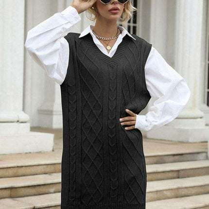 Elegant Knit V-Neck Dress for Effortless Autumn Fashion - Très Elite