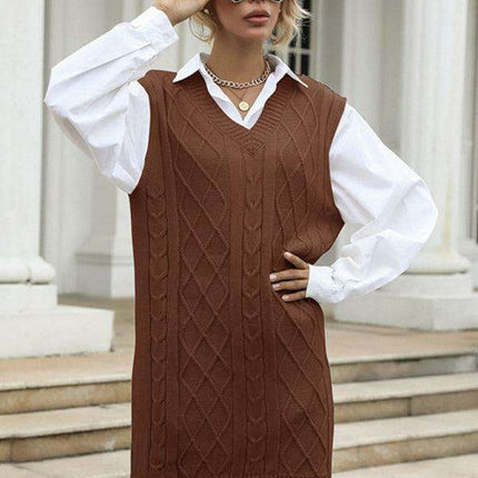 Elegant Knit V-Neck Dress for Effortless Autumn Fashion - Très Elite