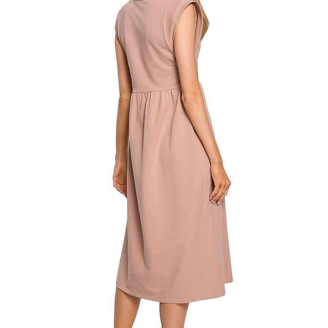 Elegant Knitted Midi Dress with Waist Definition