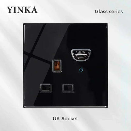 Elegant LED Crystal Glass Light Switch Panel - Versatile Multi-Gang Control System..