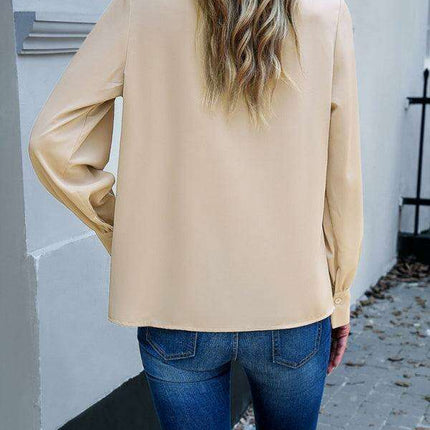 Elegant Lace-Accented Long-Sleeve Blouse - Women's Chic Top - Très Elite