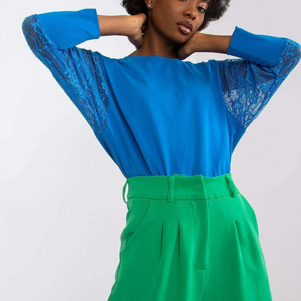 Elegant Lace Detail Blouse With Subtle Lace Sleeves - Très Elite