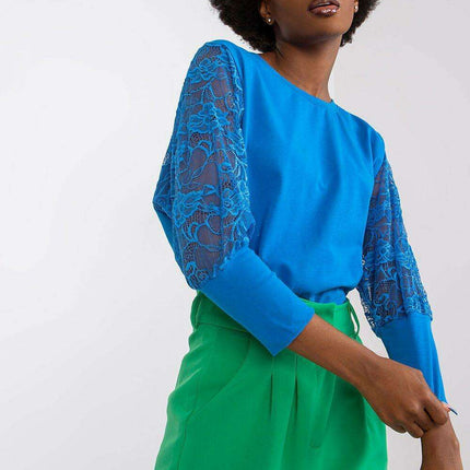 Elegant Lace Detail Blouse With Subtle Lace Sleeves - Très Elite
