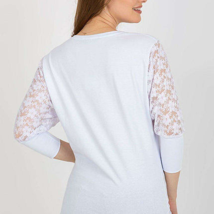 Elegant Lace Detail Blouse With Subtle Lace Sleeves - Très Elite
