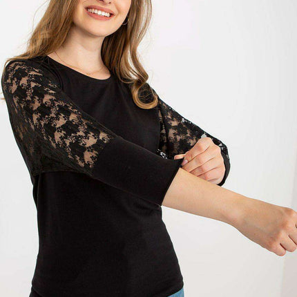 Elegant Lace Detail Blouse With Subtle Lace Sleeves - Très Elite