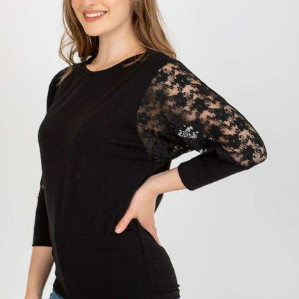 Elegant Lace Detail Blouse With Subtle Lace Sleeves - Très Elite