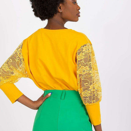 Elegant Lace Detail Blouse With Subtle Lace Sleeves - Très Elite