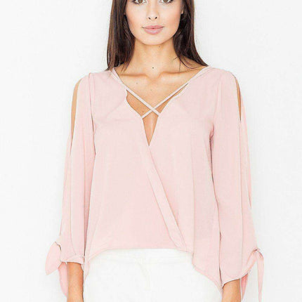 Elegant Lace-Embellished Cut-Out Sleeve Blouse - Très Elite