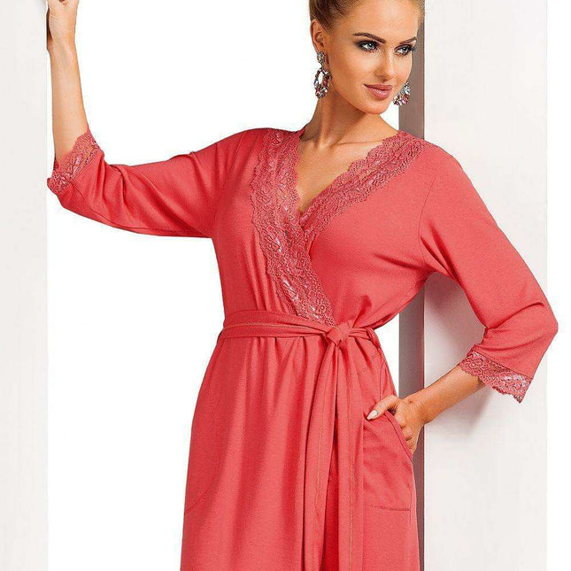Elegant Lace-Embellished Luxury Bathrobe by Donna - Model 58822