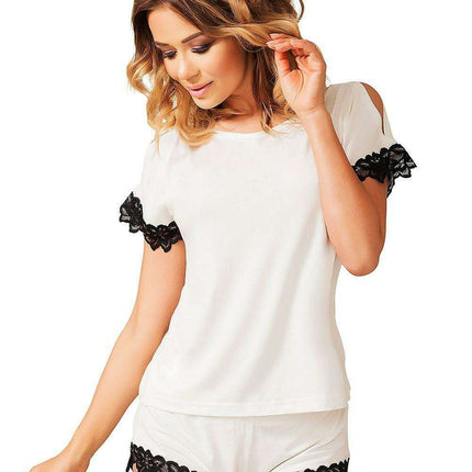Elegant Lace-Embellished Viscose Sleepwear Set - Très Elite