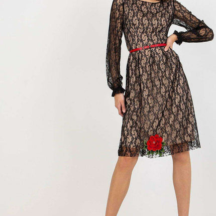 Elegant Lace Floral Evening Gown with Waist Cincher - Très Elite
