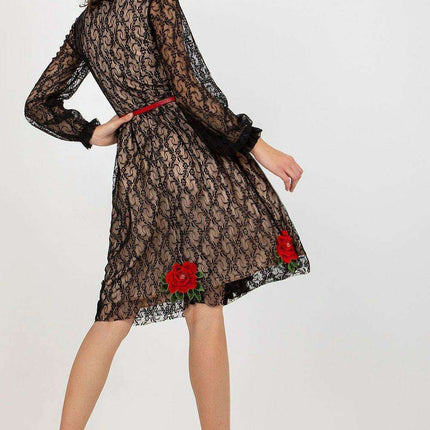 Elegant Lace Floral Evening Gown with Waist Cincher - Très Elite