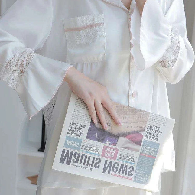 Elegant Lace Ice Silk Pajama Set for Women