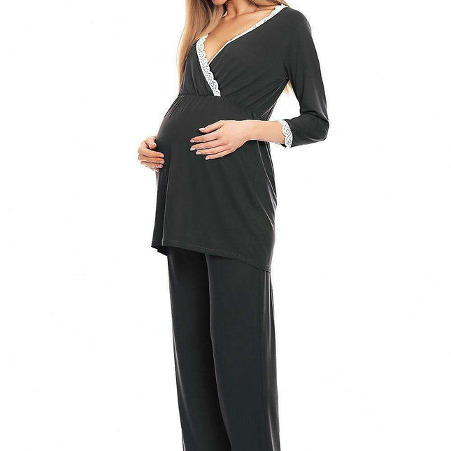 Elegant Lace Maternity & Nursing Pajama Set