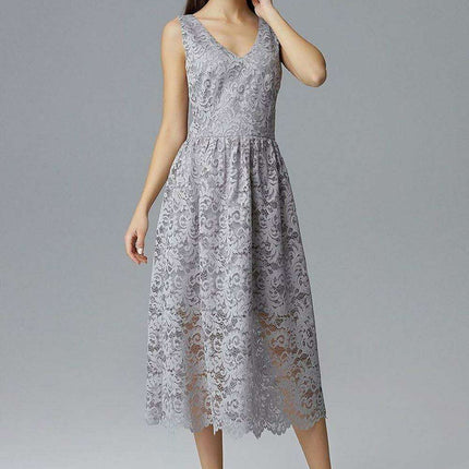 Elegant Lace Sleeveless Evening Dress - Très Elite