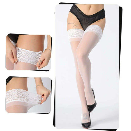 Elegant Lace-Trimmed Thigh-High Stockings - 17 Stylish Shades for Every Occasion - Très Elite