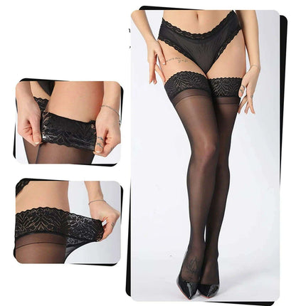Elegant Lace-Trimmed Thigh-High Stockings - 17 Stylish Shades for Every Occasion - Très Elite