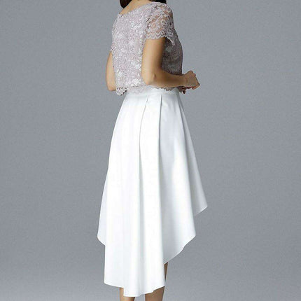 Elegant Lace and Trendy Asymmetrical Skirt Set - Très Elite