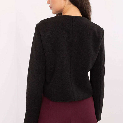 Elegant Ladies Short Black Jacket With Button Fastening - Très Elite