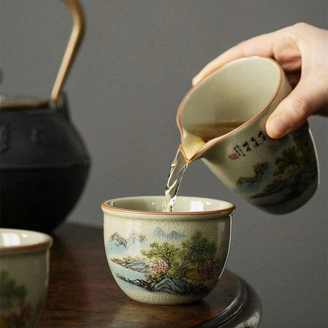 Elegant Landscape Ceramic Tea Cup for Traditional Kung Fu Tea Ceremony