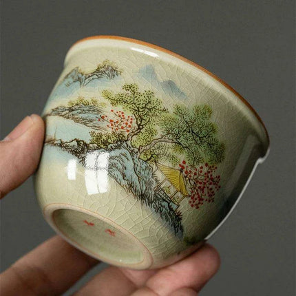 Elegant Landscape Ceramic Tea Cup for Traditional Kung Fu Tea Ceremony..