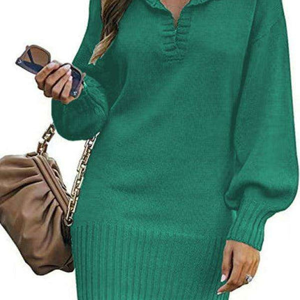 Elegant Lantern Sleeve Knit Sweater and Skirt Set - Très Elite