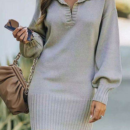 Elegant Lantern Sleeve Knit Sweater and Skirt Set - Très Elite