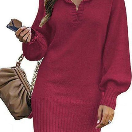 Elegant Lantern Sleeve Knit Sweater and Skirt Set - Très Elite