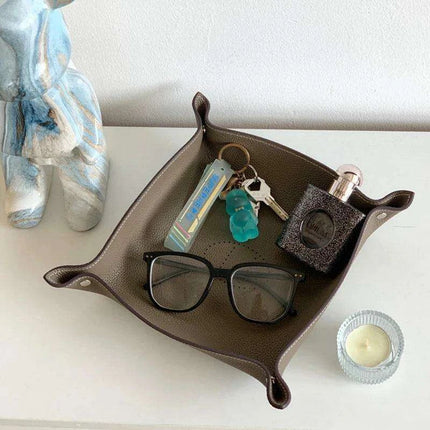 Elegant Leather Desk Tray Organizer for Keys, Jewelry, and Essentials - Stylish Storage Solution - Très Elite