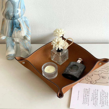 Elegant Leather Desk Tray Organizer for Keys, Jewelry, and Essentials - Stylish Storage Solution - Très Elite