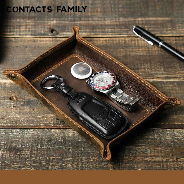 Elegant Leather Desktop Organizer Tray - Stylish Storage Solution