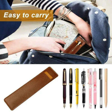 Elegant Leather Fountain and Stylus Pen Sleeve - Premium Protective Case- Très Elite- Très Elite